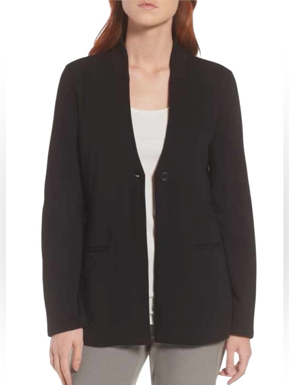 EILEEN FISHER Tencel Lyocell Blend Knit Blazer in Black
